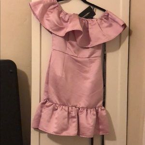 Satin off shoulder dress